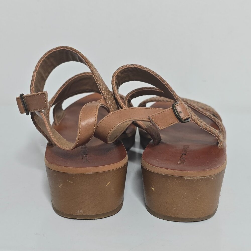 Lucky Brand Honnia Womens 11 M Sandals Brown Braided Strappy Slingback Shoes - Picture 6 of 9